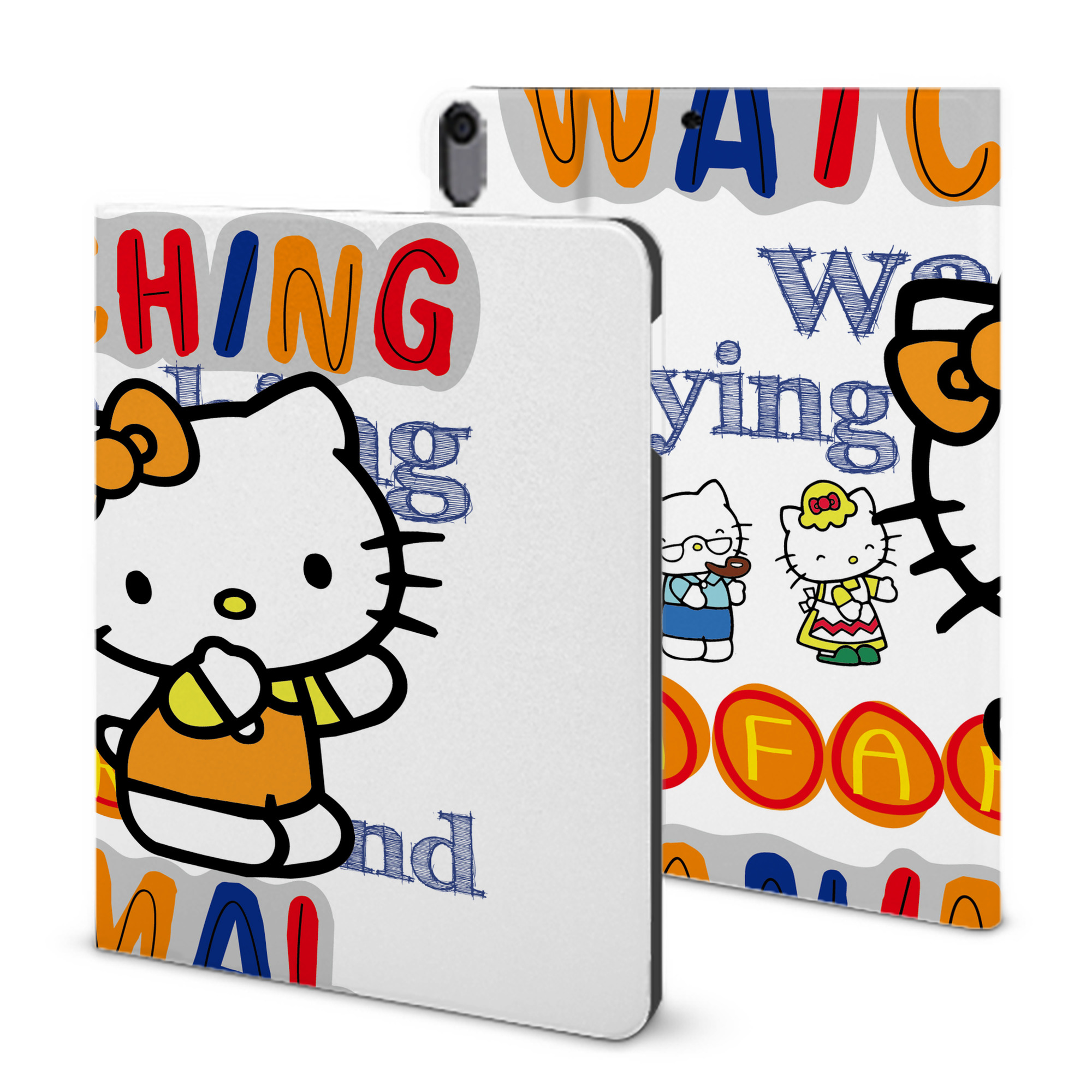 （画像用） Hello Kitty ハローキティ IPad ケース ブック型 PUレザー TPU 耐衝撃 軽量 薄型 ペン収納なし 全面保護 IPad 各モデル対応